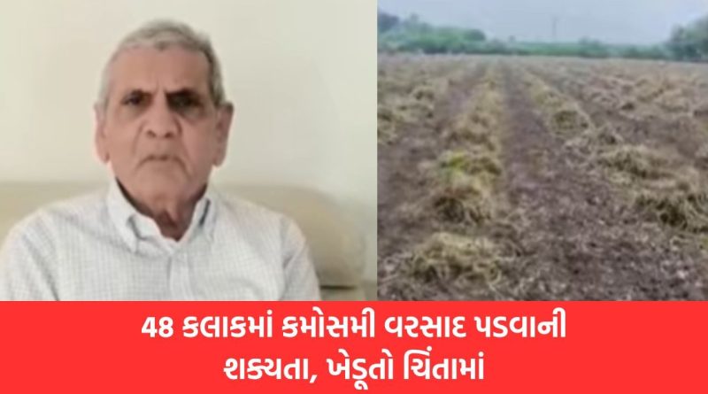 અંબાલાલ પટેલની મોટી આગાહી, રાજ્યમાં 48 કલાકમાં કમોસમી વરસાદની શક્યતા, ખેડૂતો ચિંતામાં, જુઓ Video