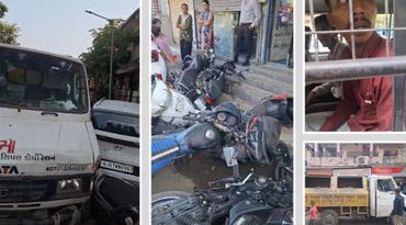 અમદાવાદના નારણપુરામાં કચરાની ગાડી બેફામ: 7થી વધુ વાહનોને લીધા અડફેટે, ડ્રાઇવરે દારૂ પીધો હોવાનો આક્ષેપ