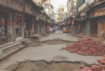 વડોદરાની મંગળ બજારમાં જુના પેવર બ્લોક કાઢી હલકી કક્ષાના નવા બ્લોક નંખાતા દુકાનદારોમાં રોષ : કોંગ્રેસના દેખાવો