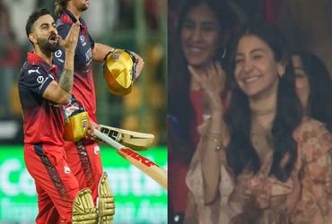 VIDEO: IPLમાં પહેલી જીત બાદ વિરાટ-અનુષ્કાની ફ્લાઈંગ કિસ વચ્ચે આ કોણ આવ્યું, રિએક્શન વાઈરલ