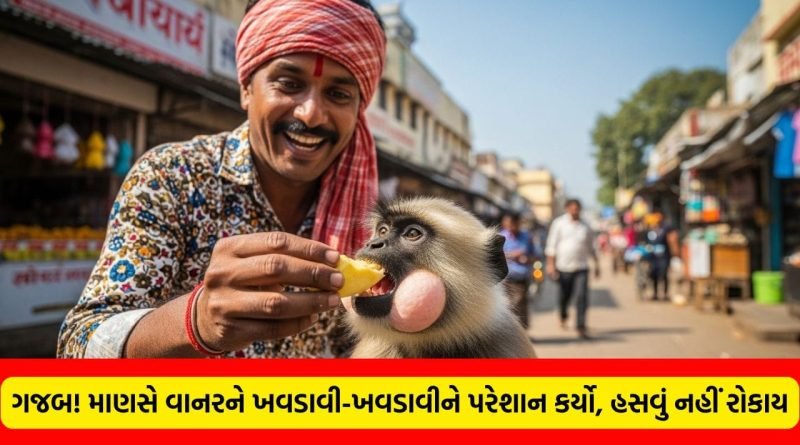 ઇતિહાસમાં પહેલીવાર વાનર પર માણસ ભારે પડ્યો: શખ્સે જબરદસ્તી ખવડાવીને વાનરના નાકે દમ લાવી દીધો, જુઓ વીડિયો