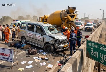 મહારાષ્ટ્રના થાણેમાં સિમેન્ટ મિક્સર અને કાર વચ્ચે ભીષણ ટક્કરમાં 9 લોકોના કરૂણ મોત