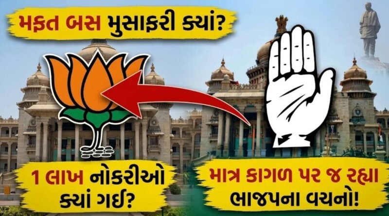 ગાંધીનગરમાં ભાજપ ઘેરાયું ! “1 લાખ નોકરીઓ અને મફત મુસાફરીના વચનો ક્યાં ગયા?” કોંગ્રેસે BJP ની દુખતી નસ દબાવી – જુઓ Video